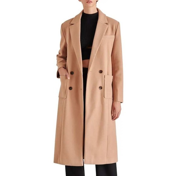 Steve Madden Jackets & Blazers - NEW Steve Madden Nell Camel Coat Double Breasted Longline Trench Coat Size S